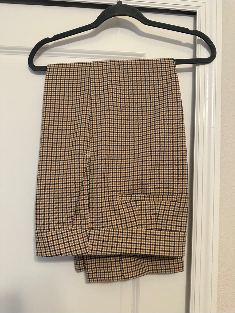 Women’s Loft Classic Tan Plaid Dress Pants